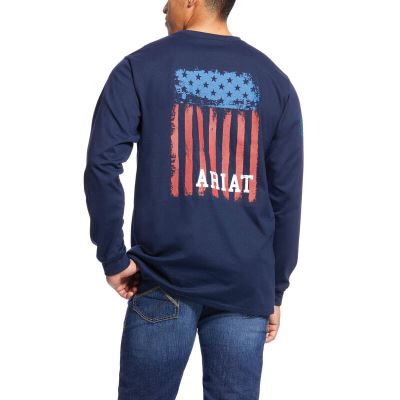 Ariat Work: FR Americana Graphic Camisetas Hombre - Azul Marino (UYFWP7406)